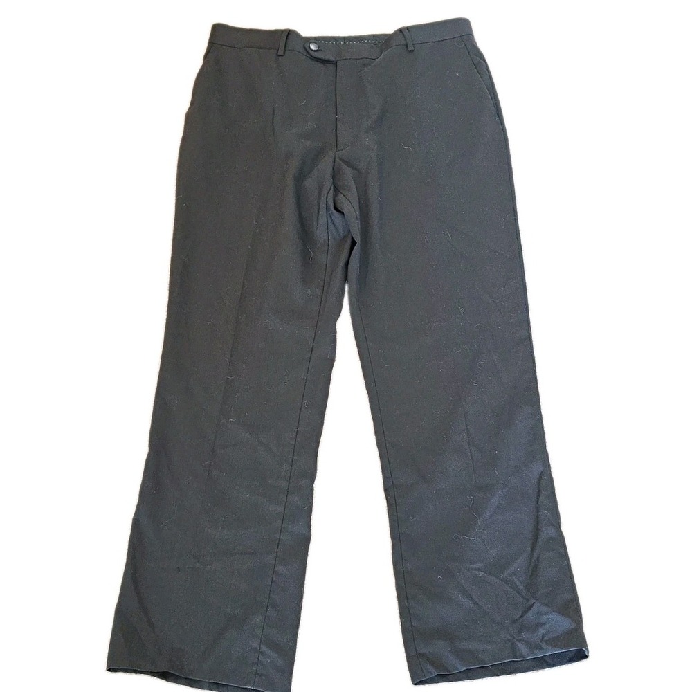 Perry Ellis Portfolio Men's Flat Front Dress Pants, Black, Size 37W
